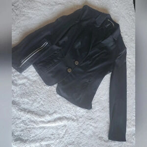 Black Blazer Sleeve Zippers by Marc Cain Sz 3/ Med